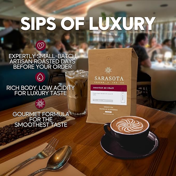 Sarasota Coffee Whole Bean Jamaican Me Crazy | Medium Roast Gourmet Flavored Coffee Beans | Low