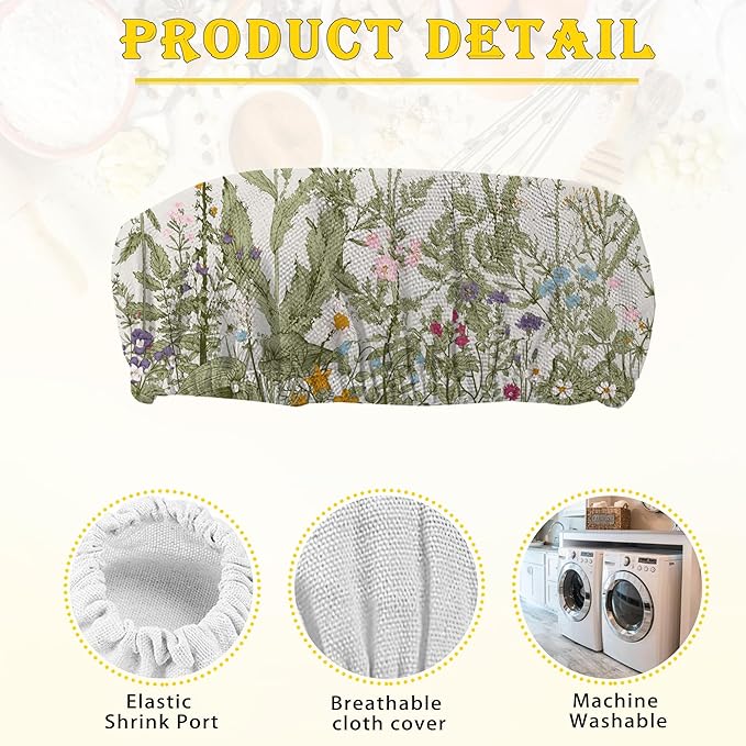 Herbs 5- Pack Cloth Covers for Sourdough Starter Jar, Wild Flowers Cloth Covers Reusable Lid Top