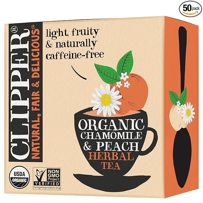 Clipper Tea Chamomile & Peach Teabags ??USDA Organic, Great Hot or Iced ??Natural, Fair & Delicious
