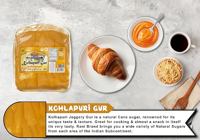 Rani Kolhapuri Gur (Jaggery) 70oz (4.4lbs) 2kg ~ Unrefined Cane Sugar, No Color added, Gluten
