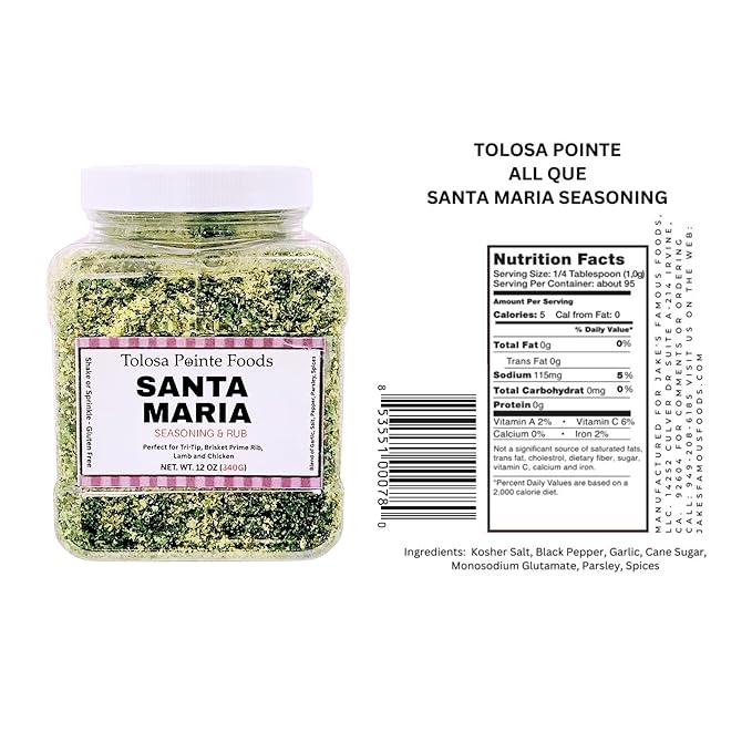 Tolosa Pointe - Santa Maria Seasoning 11 Oz Tri Tip, Steak, Chicken, Steak Seasoning for Grilling
