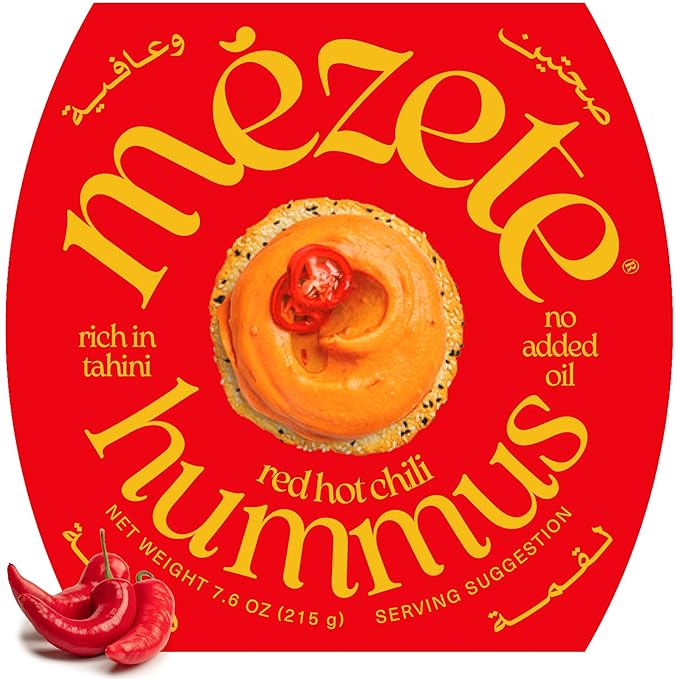 Mezete Spicy Hummus with Red Chili | All-Natural Dips and Spreads | Flavorful Tahini Rich Hummus |