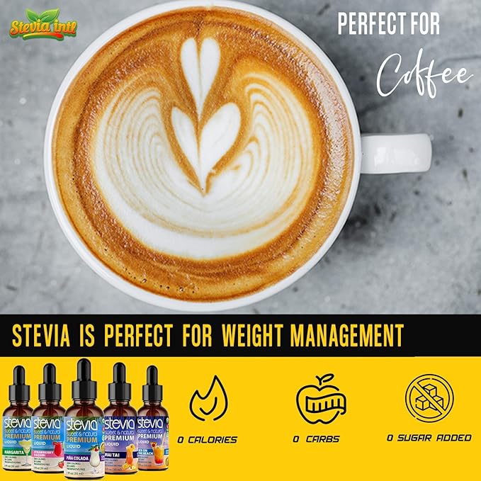 Stevia Intl (Pack of 5) Cocktails Lovers Bundle. Stevia Liquid Drops with 5 Flavors. All Naturally
