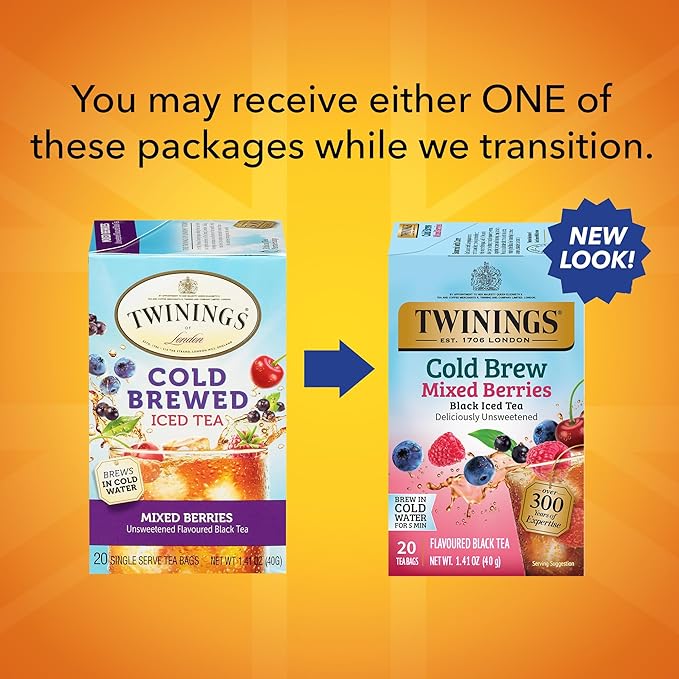 Twinings Mixed Berries Cold Brew Iced Tea Bags, 20 Count (Pack of 1), Unsweetened Flavoured Black