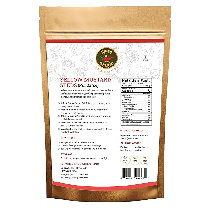 Spice Magic Yellow Mustard Seeds ??Whole | Bold, Earthy Flavor for Pickles, Curries & Spice Blends