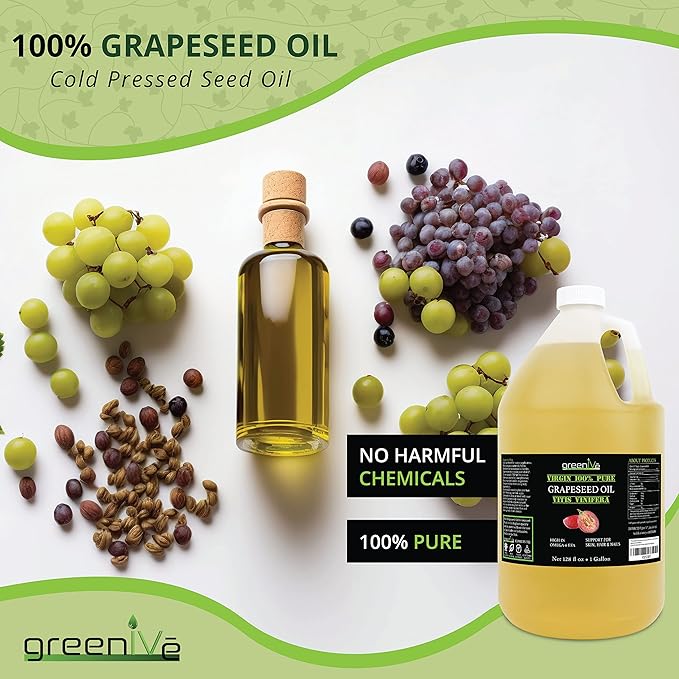 GreenIVe Grapeseed Oil Organically Grown 100% Pure Cold Pressed Light Flavor High Tempurature