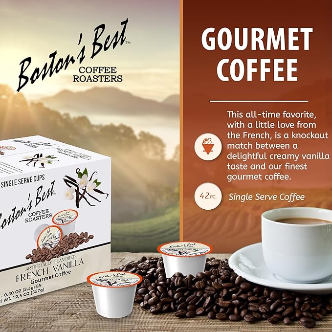Boston’s Best – French Vanilla Flavored – Medium Roast – Single Serve Coffee Pods, Compatible with