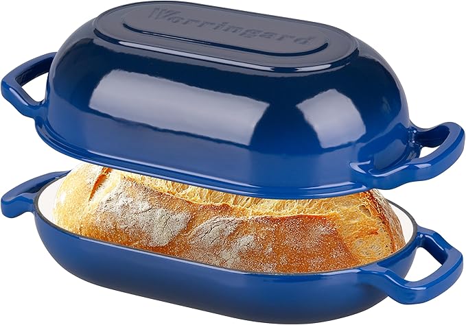Enameled Cast Iron Sourdough Bread Oven, Dutch Oven, Loaf Cast Iron Bread Pan for Homemade Bread