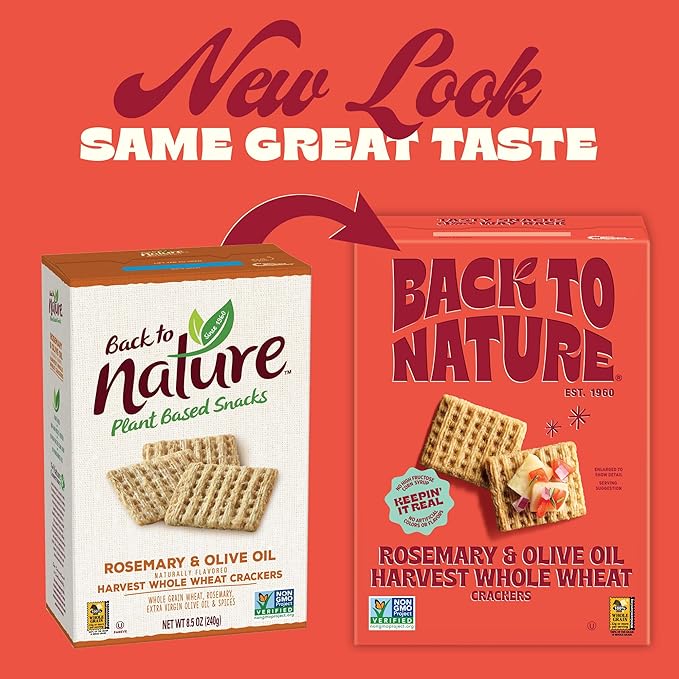 Back to Nature - Rosemary & Olive Oil Harvest Whole Wheat Crackers - Non-GMO, Made with Whole Grain