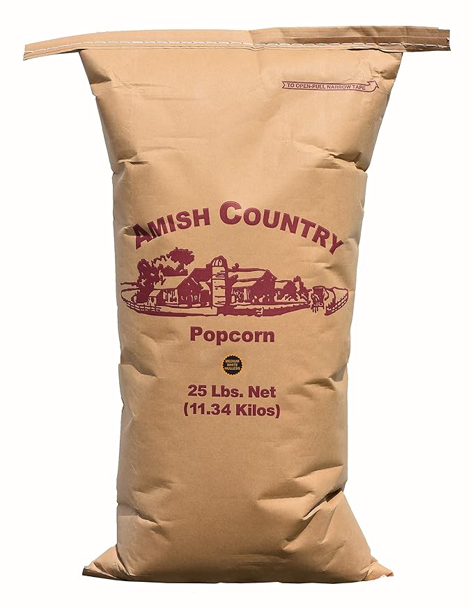 Amish Country Popcorn | 25 lb Bag | Medium White Popcorn Kernels | Old Fashioned, Non-GMO and
