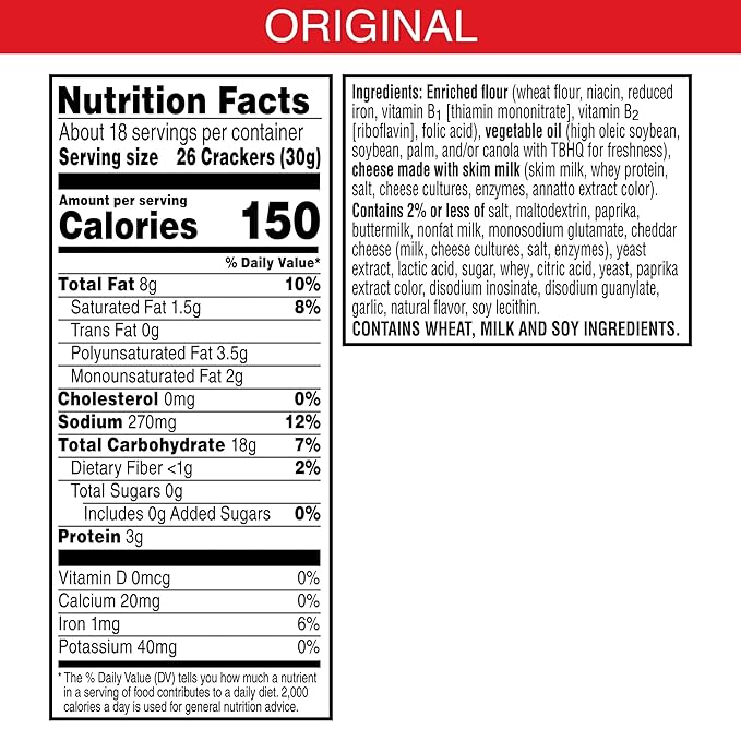 Cheez-It Cheese Crackers, Baked Snack Crackers, Lunch Snacks, Grab n' Go, Extra Cheesy, 6.75lb Case