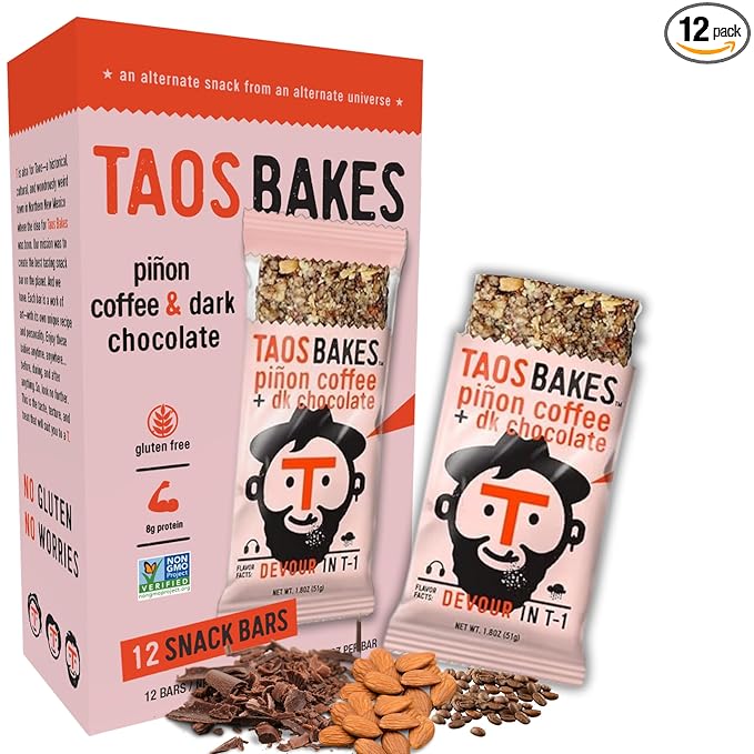 Taos Bakes - Coffee + Dark Chocolate - Breakfast Bar - 8g of Protein, 6g Fiber, & Gluten Free