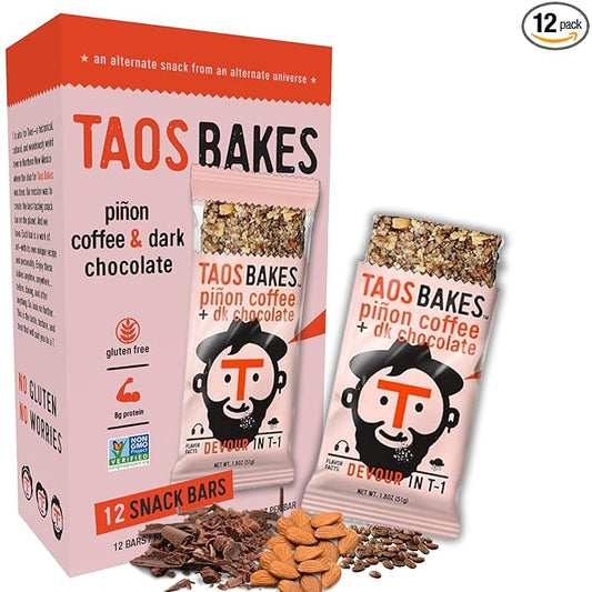 Taos Bakes - Coffee + Dark Chocolate - Breakfast Bar - 8g of Protein, 6g Fiber, & Gluten Free