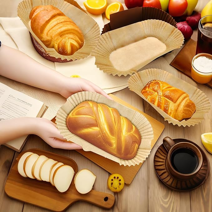 100 Pack 7.5 Inch Loaf Pan Liners, Non-Stick Cake Baking Sheets, Unbleached & Greaseproof Baking