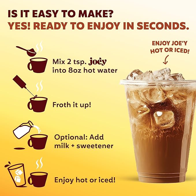 Joe'y Mushroom Coffee Alternative with Cacao and Dandelion Root, Chicory Coffee Substitute with