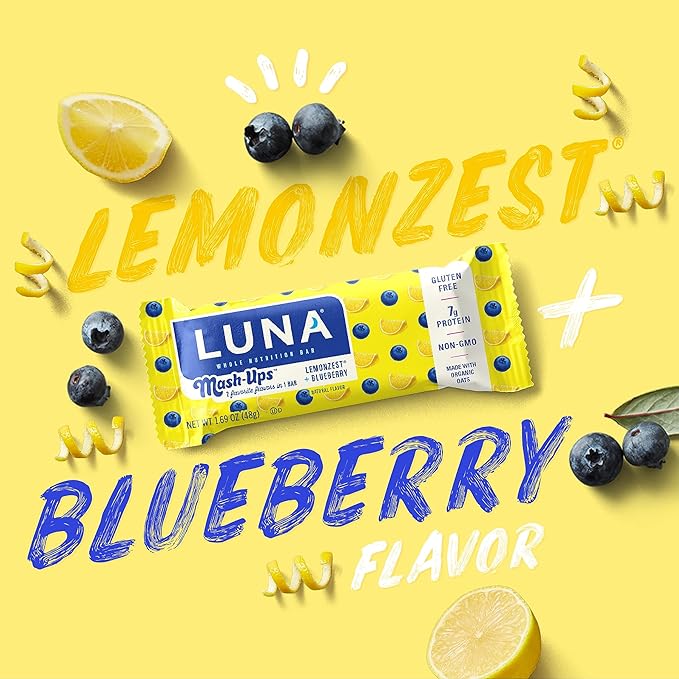 LUNA Bar - Mash-Ups LemonZest + Blueberry Flavor - Snack Bars - Non-GMO - Gluten-Free Protein Bars
