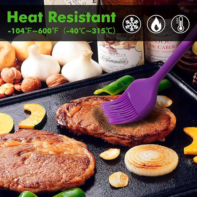 HOTEC Basting Brushes Silicone Heat Resistant Pastry Brushes Spread Oil Butter Sauce Marinades for