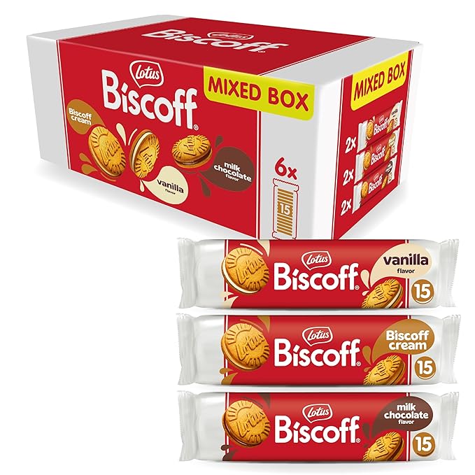 Lotus Biscoff Sandwich Cookies, Variety Pack, Biscoff Cream/Vanilla Cream/Milk Chocolate Cream, 15