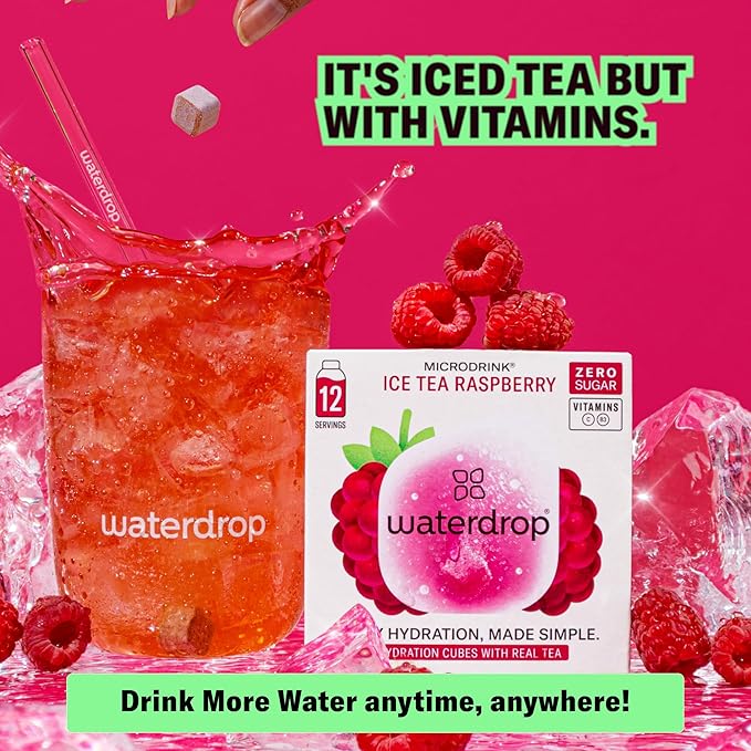 Waterdrop Hydration Cubes With Vitamin C, B Vitamins and Electrolytes, 3 Iced Tea Flavor