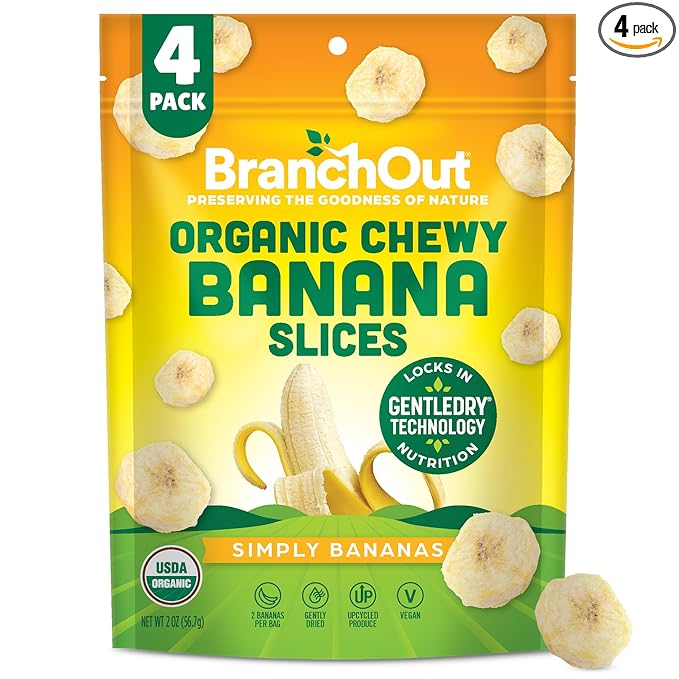 BranchOut Chewy Banana Slices, No Sugar Added, GentleDry Locks in Nutrition, Better than Freeze
