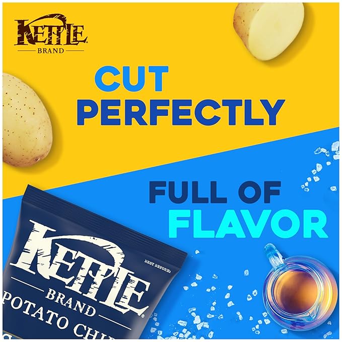 Kettle Brand Sea Salt and Vinegar Kettle Potato Chips, Gluten-Free, Non-GMO, 7.5 oz Bag (Pack of 12)