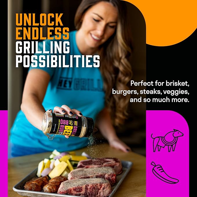 Hey Grill Hey | Beef Rub 11.7 oz | NBBQA Award Winning Rub. Geat brisket seasoning, burger