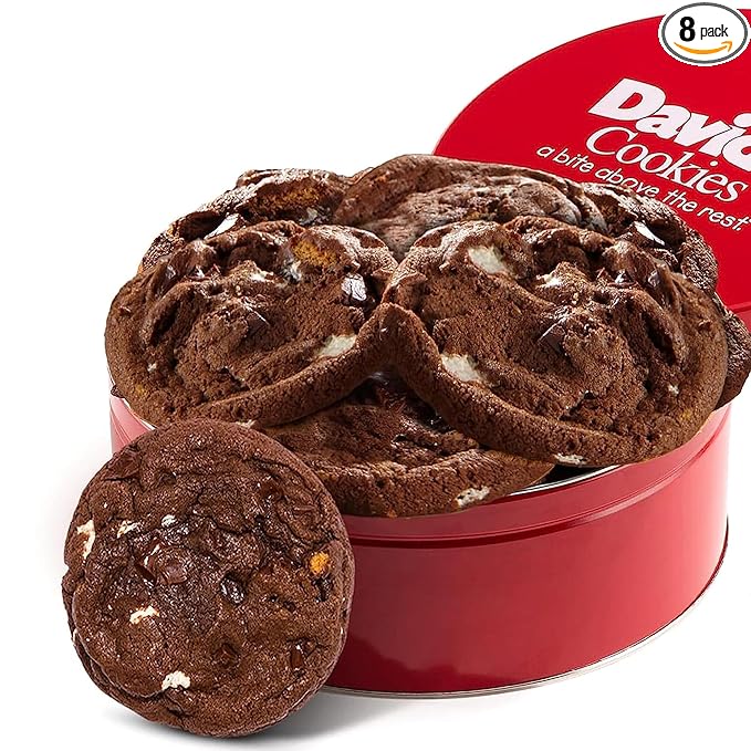 David's Cookies Fresh Baked Decadent Jumbo Smores Cookies Gift Basket Tin - Flavorful Gourmet