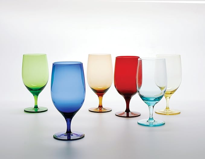 D&V Glass Gala Collection Goblet/Beverage Glass 15 Ounce, Aquamarine, Set of 12