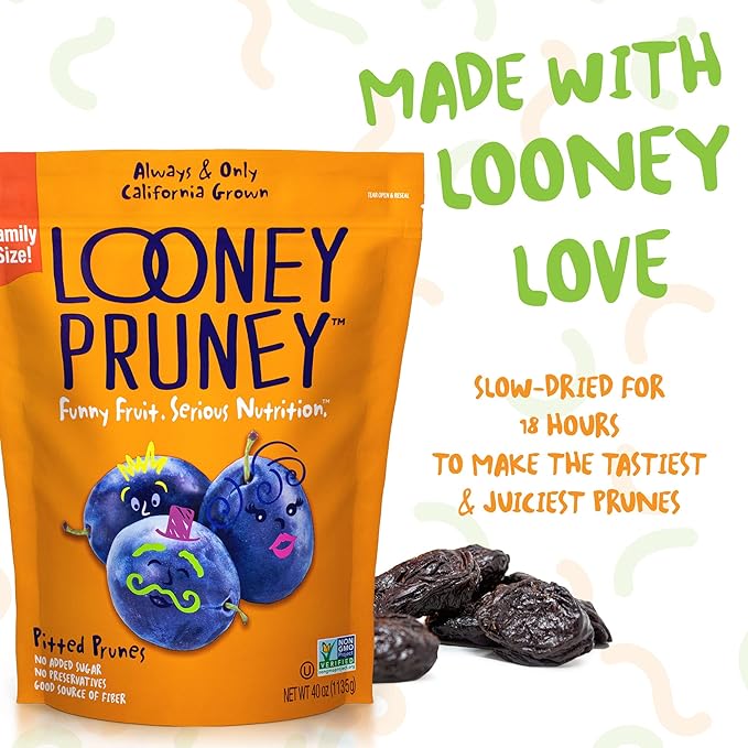 Looney Pruney Pitted Dried Prunes for the Family | Always California-Grown | Kosher | No Added