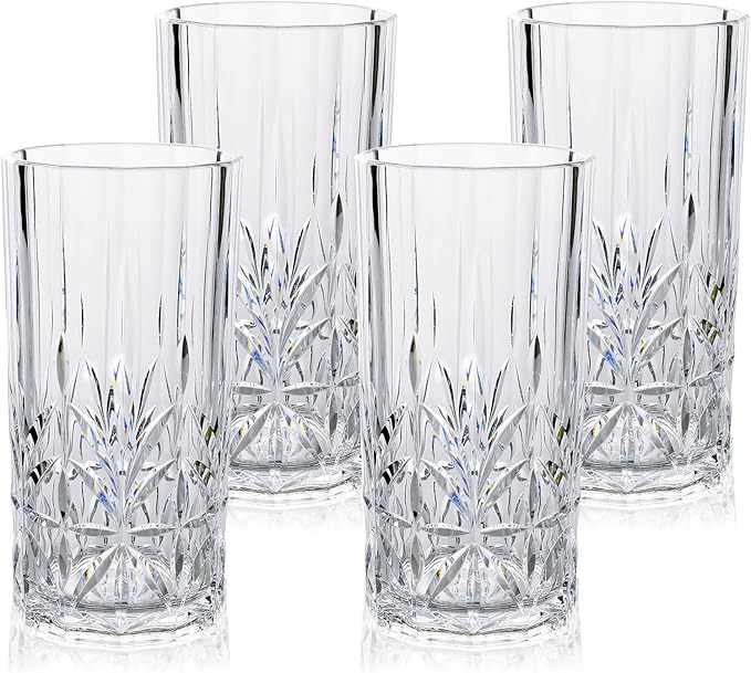 BELLAFORTE Shatterproof Tritan Plastic Tall Tumbler, Set of 4, 18oz - Myrtle Beach Drinking Glasses