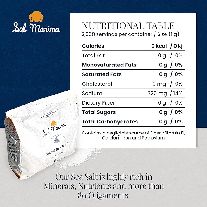 SAL MARINA | Unrefined Colima Sea Salt 5lbs - Harvested Hand | Kosher Salt 100 Percent Natural