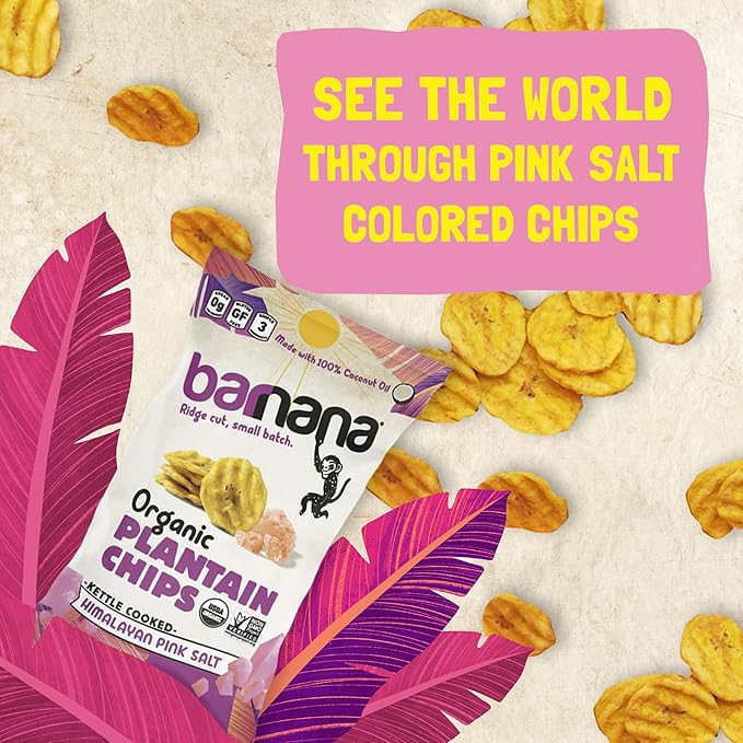 Barnana - Organic Plantain Chips, Himalayan Pink Salt, Healthy Snack Made With 100% Coconut Oil