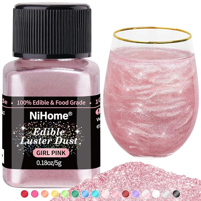 NiHome Edible Food-Grade Glimmer Powder Glitter Luster Dust Metallic Food Decorating Sprinkle