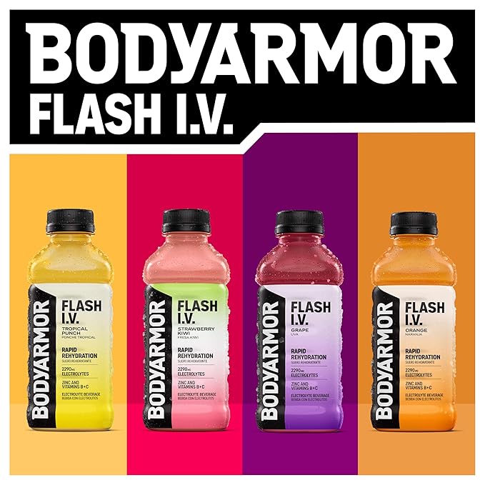 BODYARMOR Flash I.V. Electrolyte Beverage, Cucumber Lime, Hydration Drink with Coconut Water For