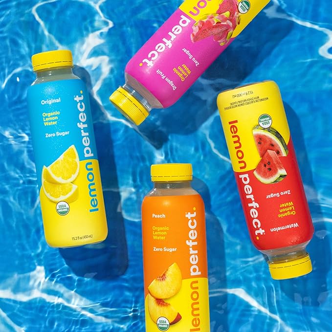 Lemon Perfect 4-Flavor Variety Pack, Flavored Lemon Water, Organic, Zero Sugar, Healthy Hydration