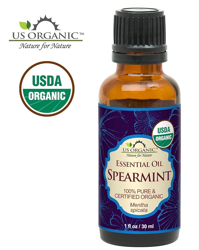 US Organic 100% Pure Spearmint Essential Oil - USDA Certified Organic, Steam Distilled - W/Euro