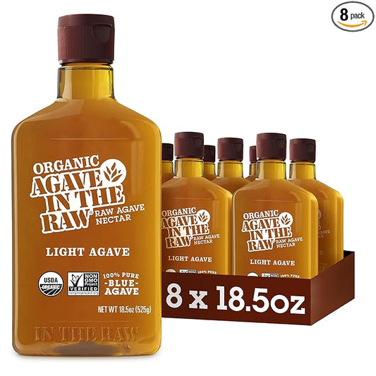 Organic Agave In The Raw Agave Nectar, 18.5 oz., 8 Pack, Made With Organic Blue Agave From Mexico