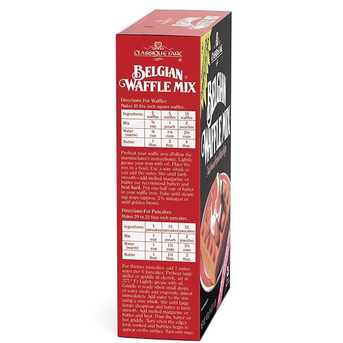 Classique Fare Belgian Waffle Mix - Makes Light and Crisp Waffles, Pancakes, Muffins & Crepes