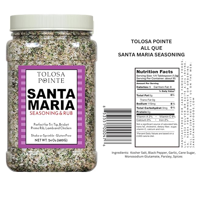 Tolosa Pointe Santa Maria Seasoning & BBQ Rub 24oz ??Authentic California Blend, Gluten-Free, No