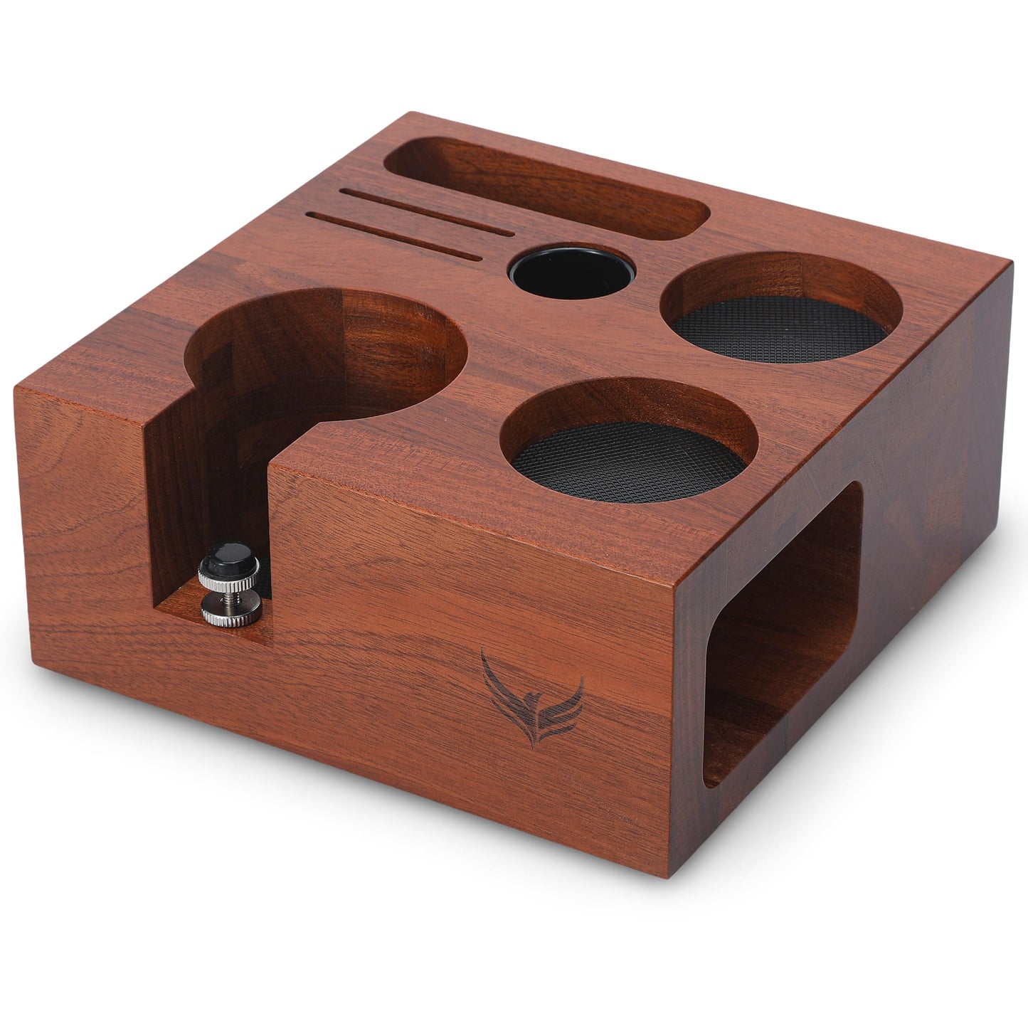 KNODOS Espresso Accessories Organizer Box 58mm Tamping Station Rosewood Espresso Tools Stand for
