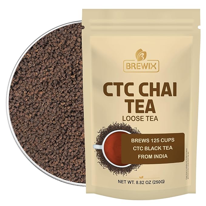 BREWIX, Premium CTC Assam Black Tea (125+ Cups, 8.82oz/250g) Strong and Full Bodied Loose Leaf Tea