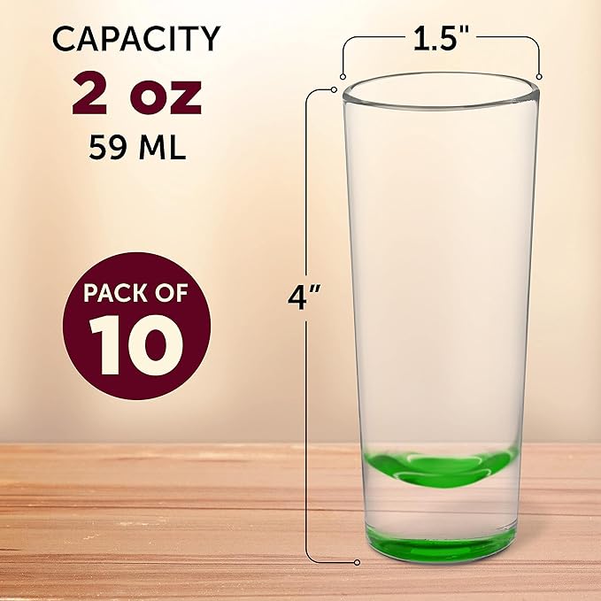 DISCOUNT PROMOS Cordial Shooter Shot Glasses 2 oz. Set of 10, Bulk Pack - Great for Birthdays