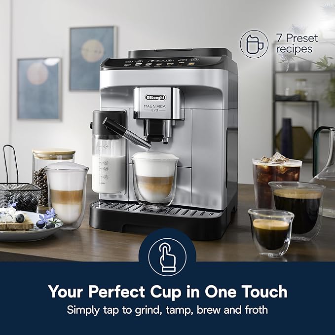 De'Longhi Magnifica Evo Automatic Espresso & Coffee Machine with Auto Milk Frother, Built-in