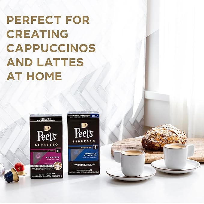 Peet's Coffee, Dark Roast Espresso Capsules, Compatible with Nespresso Original Machine - Ristretto