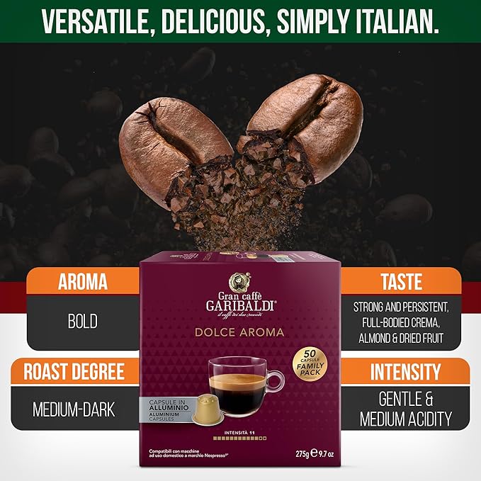 Gran Caffè Garibaldi Espresso Pods, Italian Roasted Coffee, Compatible Nespresso Original Line