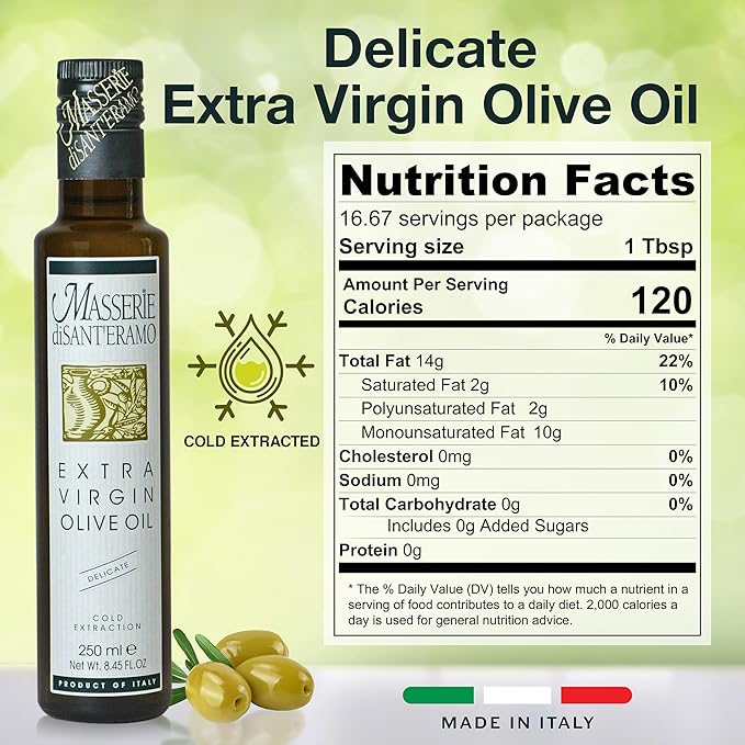 Flavorful Italian Extra Virgin Olive Oil Cold Pressed - Robust Olive Oil for Cooking and Frying