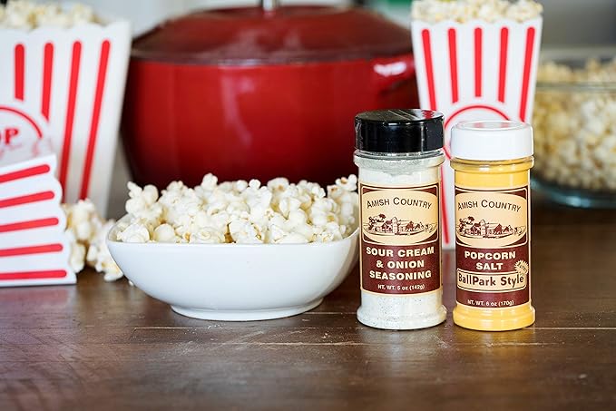 Amish Country Popcorn | Seasoning Variety Pack | Ballpark Style Buttersalt - 5.5 oz and Sour Cream