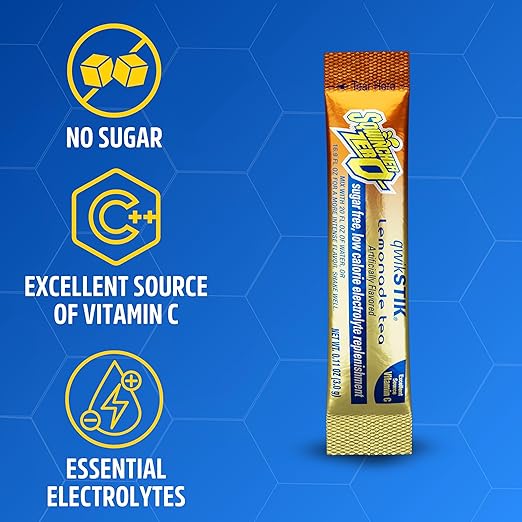 Sqwincher Zero Qwik Stik, Lemonade Tea, Sugar Free, Low Calorie, Low Sodium Electrolyte Powder