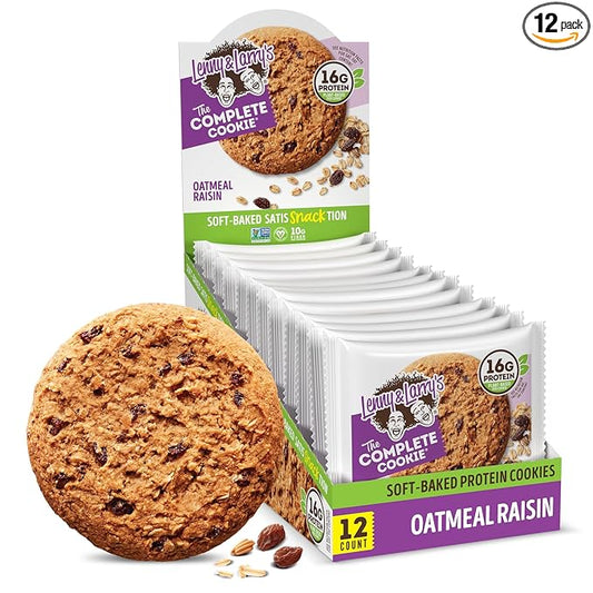 Lenny & Larry's The Complete Cookie, Oatmeal Raisin, 16g Plant Protein, Vegan, Non-GMO, 4 Ounce