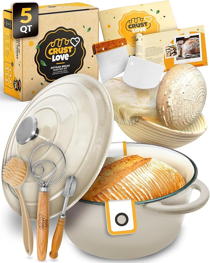 Dutch Oven for Bread Baking - incl. Sourdough Bread-Baking Supplies like Banneton Bread-Proofing